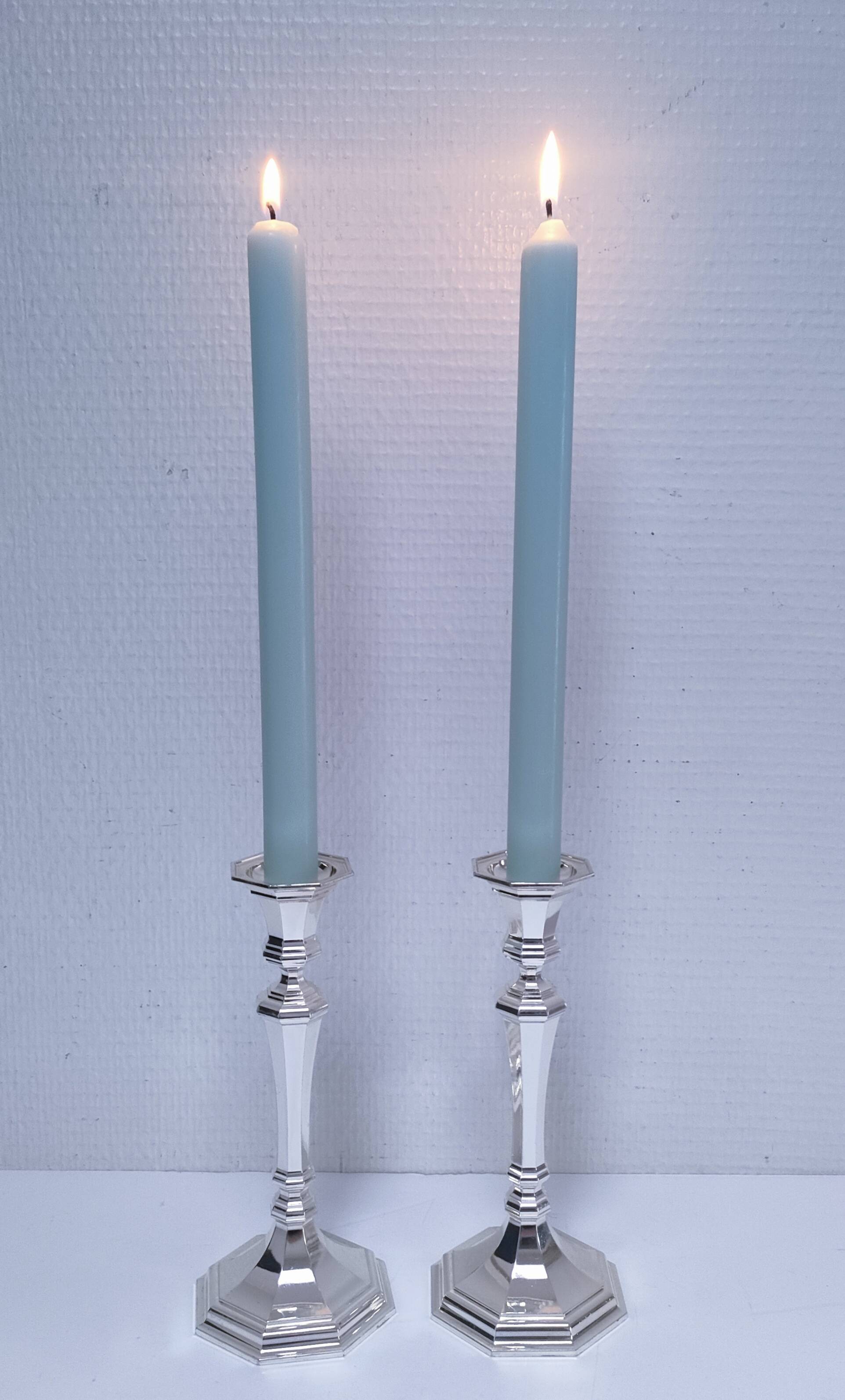 Pair of BMF candlesticks in silver-plated metal, vintage stamped