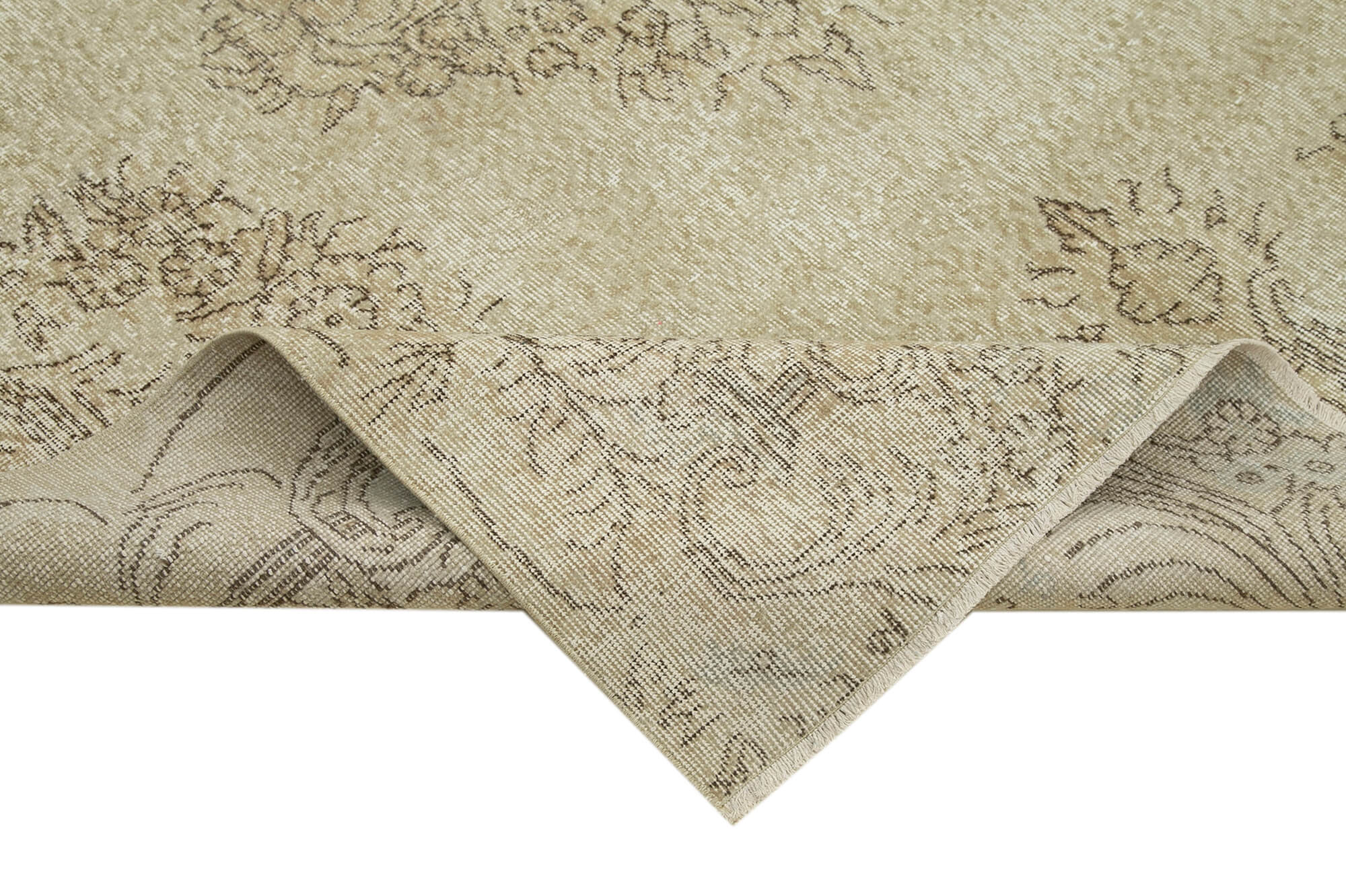 Hand-knotted rustic turkish beige rug 198 cm x 307 cm