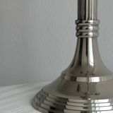 Large 5-arm candlestick in shiny silver metal