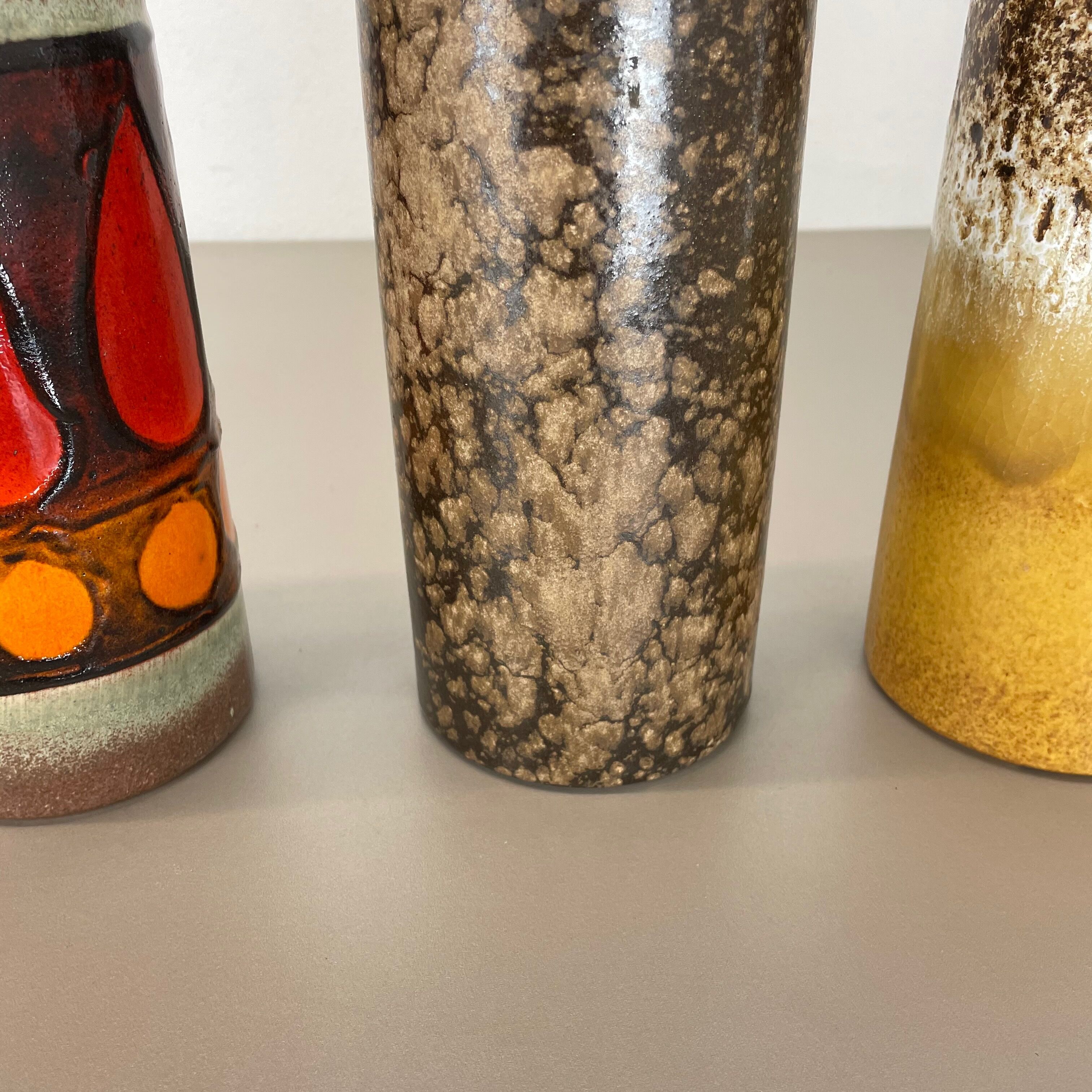 Set of 4 vintage pottery fat lava vases made by Scheurich, Germany, 1970s