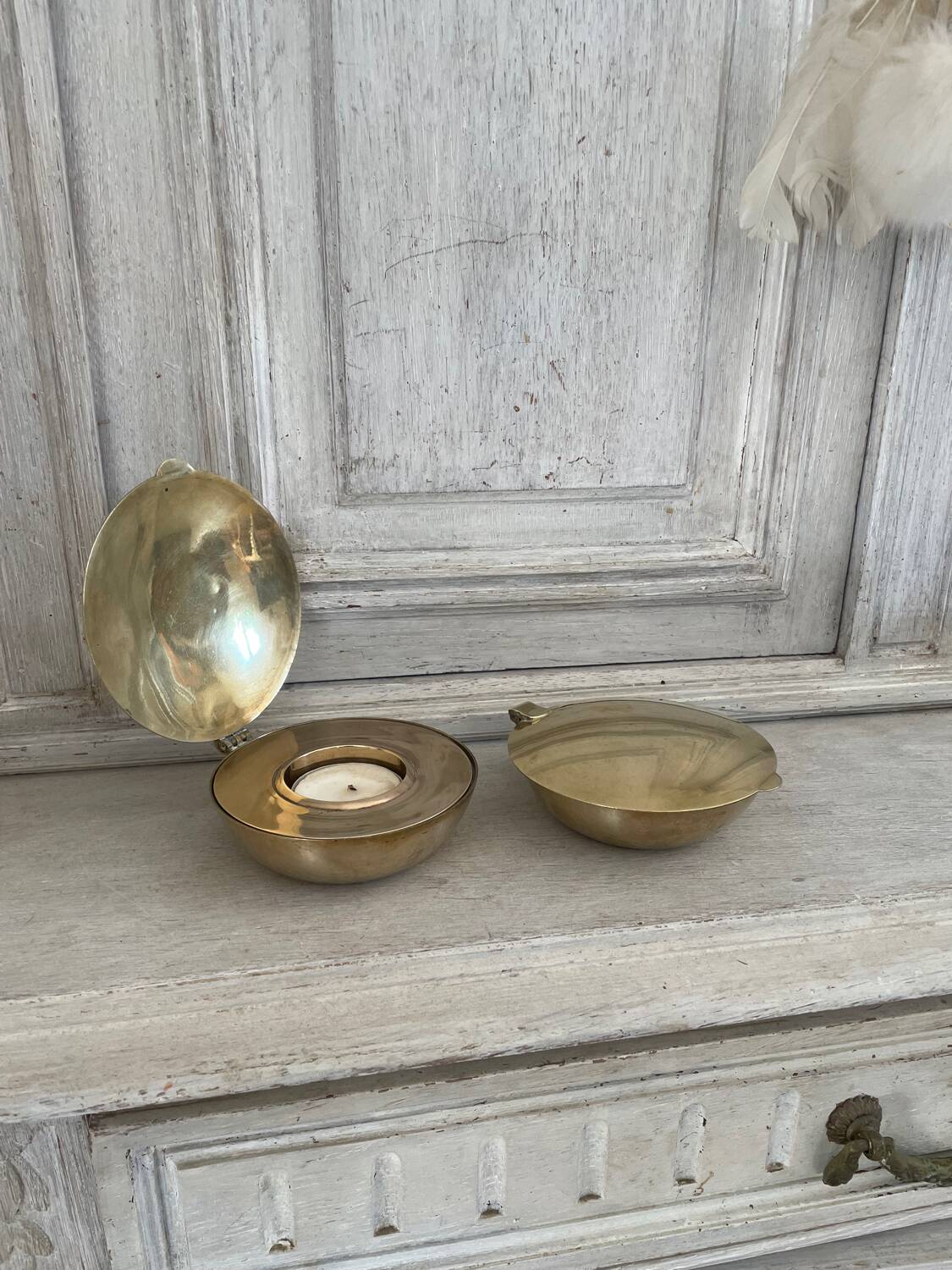 Pair of Scandinavian brass candlesticks