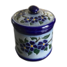 POT, VINTAGE TOBACCO BOX in Porcelain Stoneware with floral decoration from Alsace signed P.Schmitter