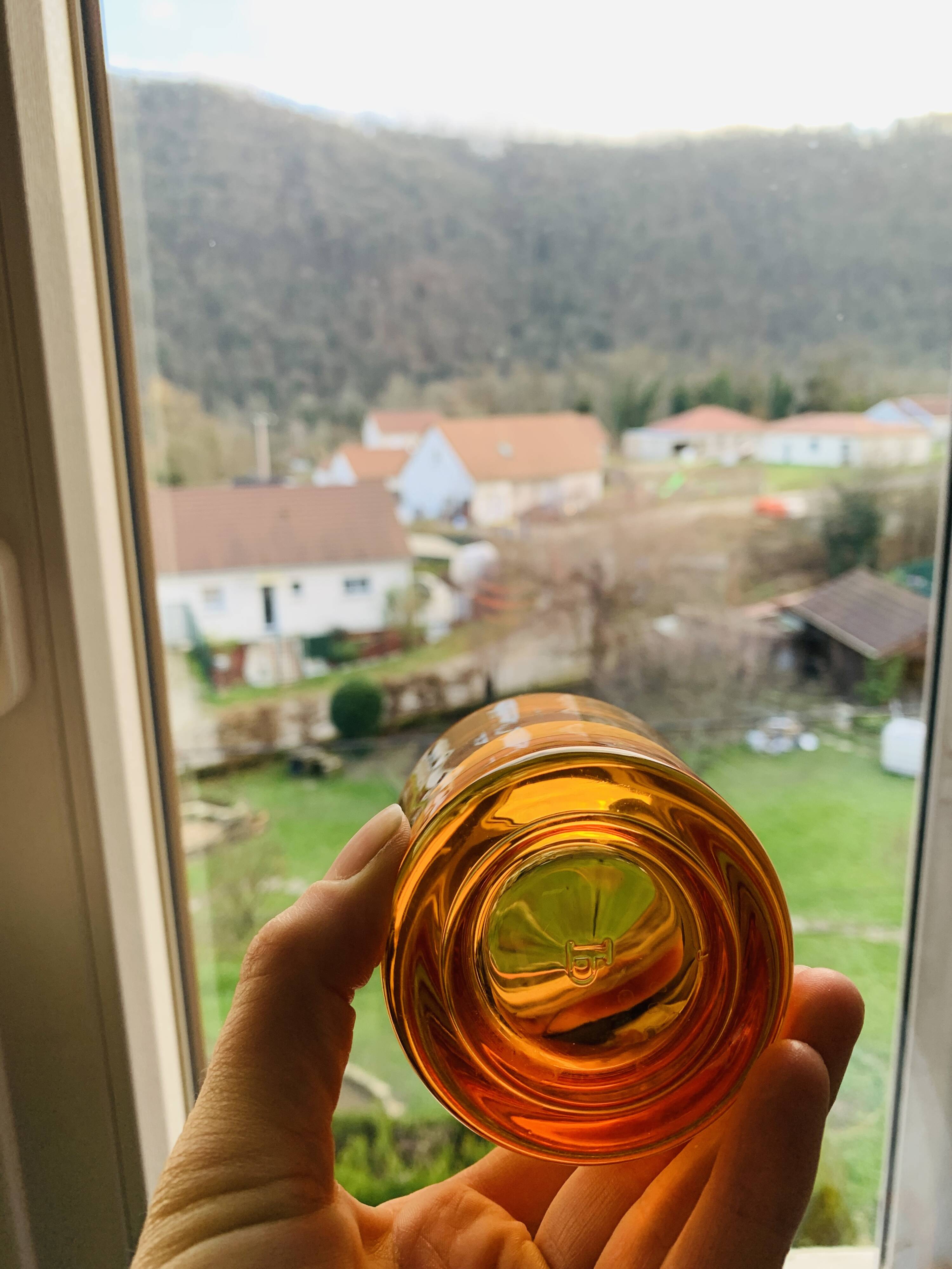 3 orange block spirit glasses