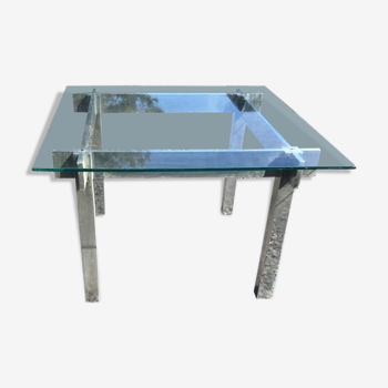 Table basse verre et acier