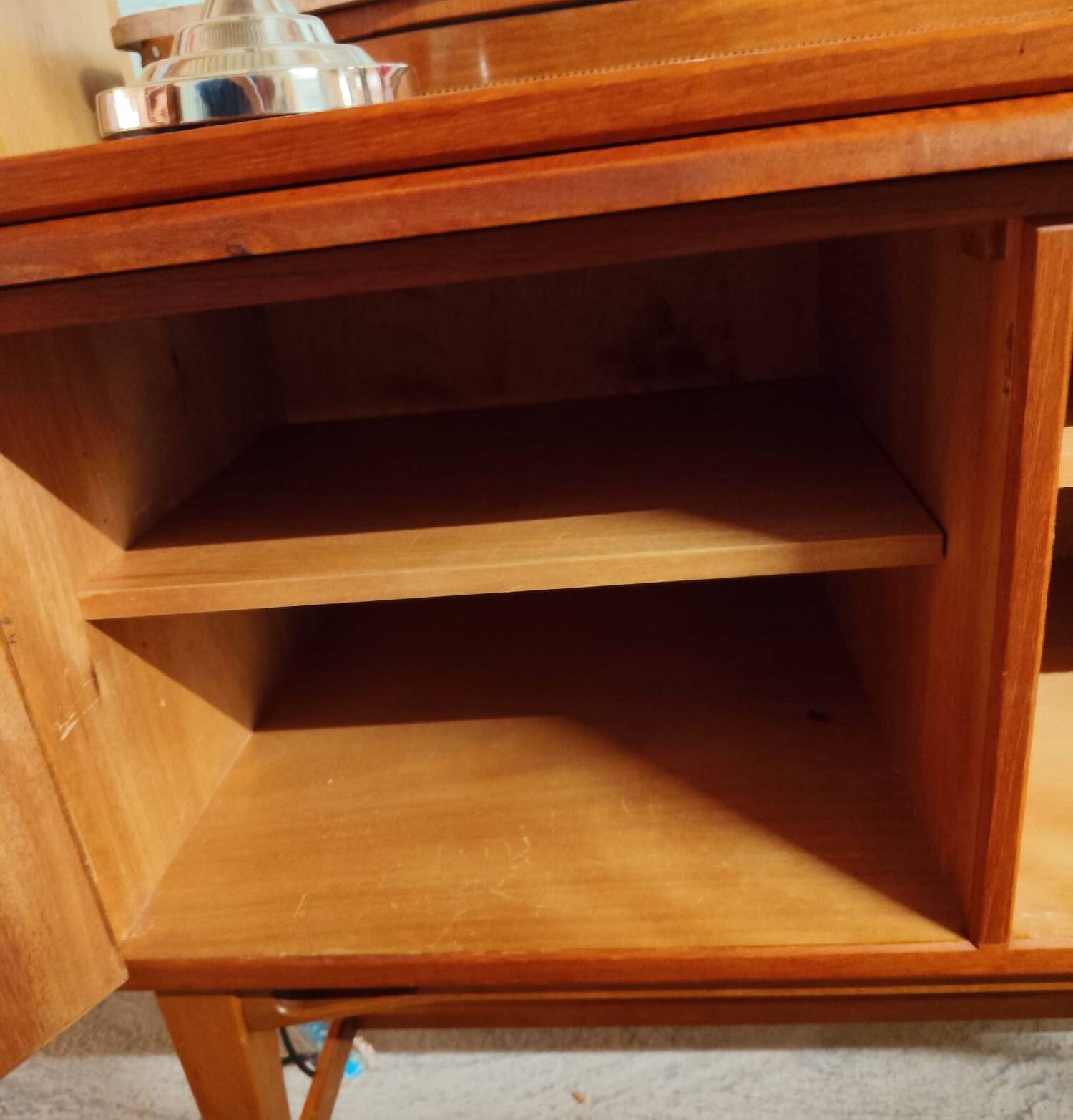 Vintage Scandinavian teak sideboard with writing surface, 1960s.