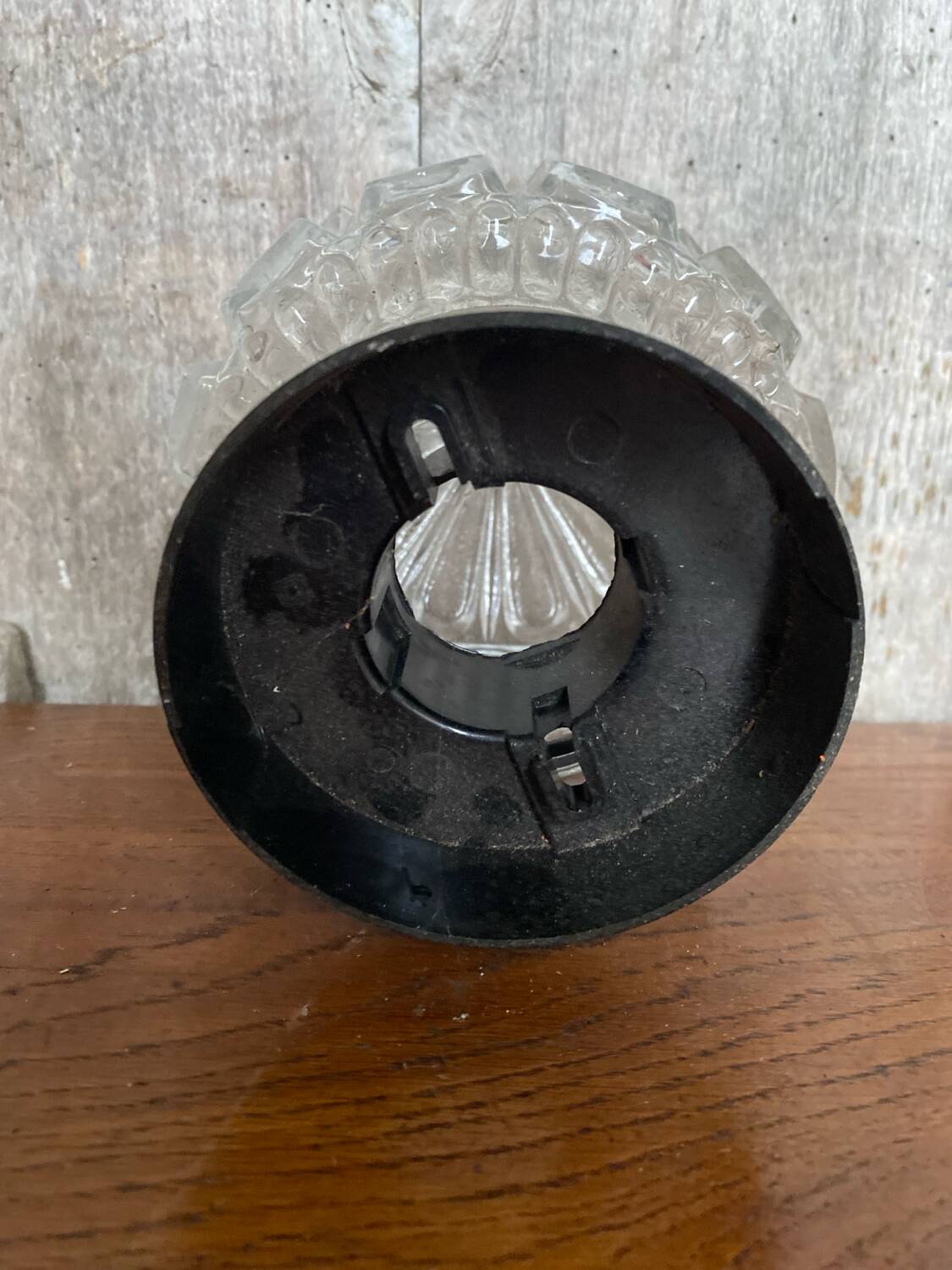 Antique Vintage Black Bakelite Mold Glass Ceiling Light