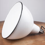 Industrial enamel lamp from Poland, white colour, 1960