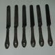 6 steel blade knives sleeves solid silver embossed punch minerve