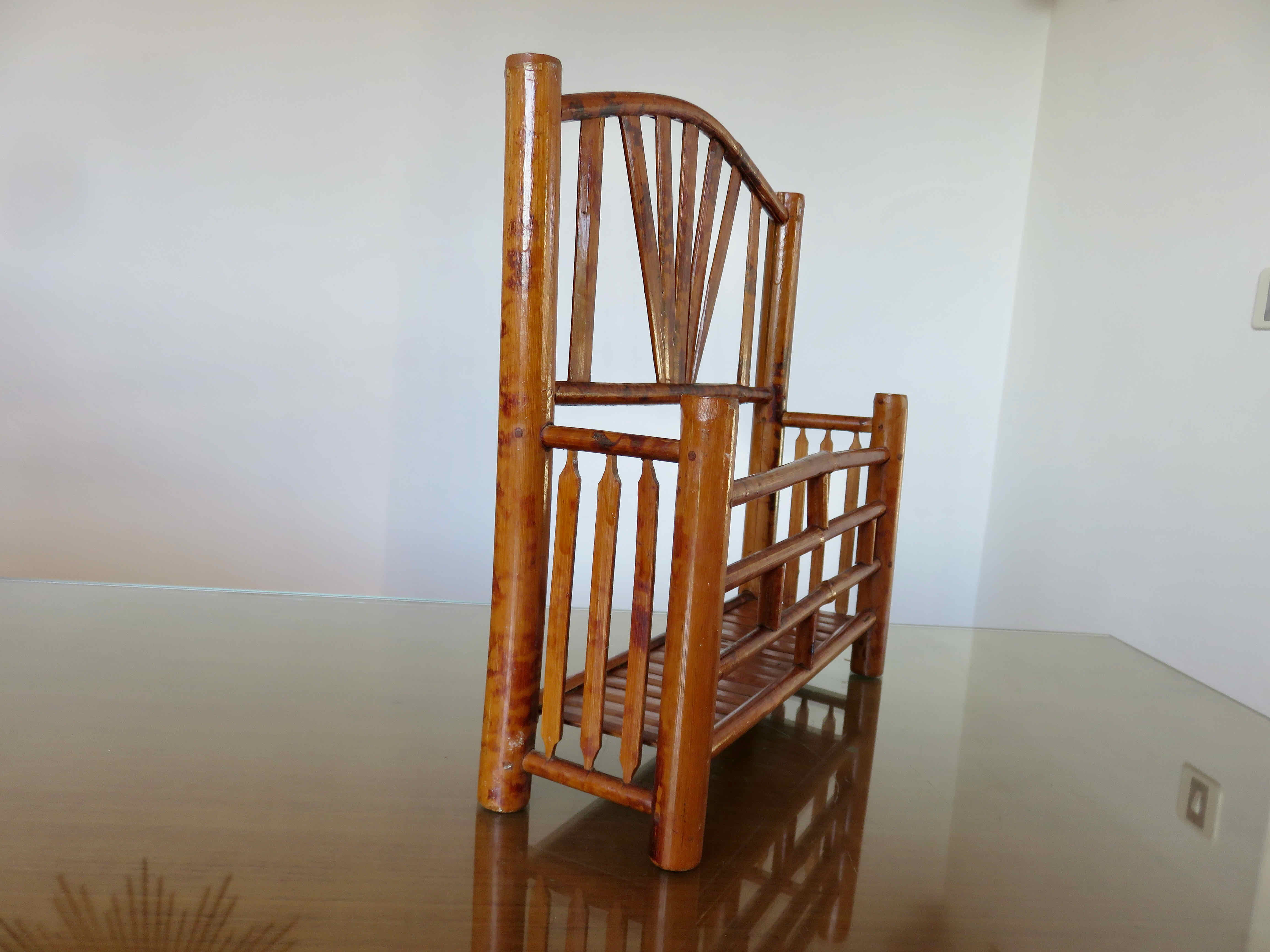 Letter holder, wall mail rack in bamboo 60s 70s