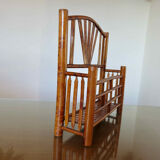 Letter holder, wall mail rack in bamboo 60s 70s
