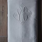 Antique linen towel monogrammed YC 180 x312 cm