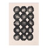Collection of 4 black abstract paintings on paper signed eawy