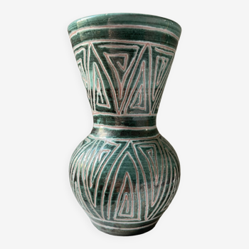 Rare petit vase balustre en céramique par Robert Picault, Vallauris, circa 1950