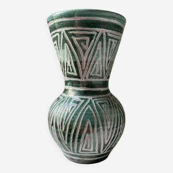 Rare small ceramic baluster vase by Robert Picault, Vallauris, circa 1950
