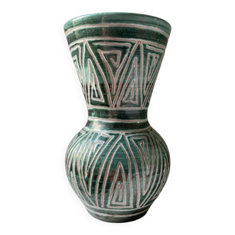 Rare small ceramic baluster vase by Robert Picault, Vallauris, circa 1950