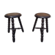 Pair of turned wooden tripod stools