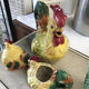 Set of candy and sugar boxes in slipware.