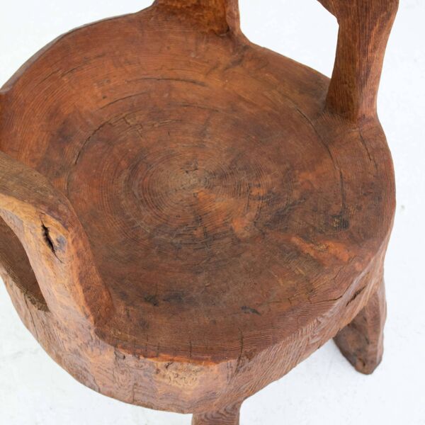 Hand carved solid wood chair, unique sculptural design