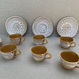 Service à café en grès niderviller modèle fauve - vintage - décor main