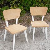 Pairs of children's chairs feet compass vintage wood