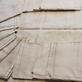 Ancienne nappe lin damassée beige 160 × 180 cm + 12 serviettes