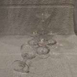 5 Baccarat crystal champagne glasses, Nancy model, before 1936