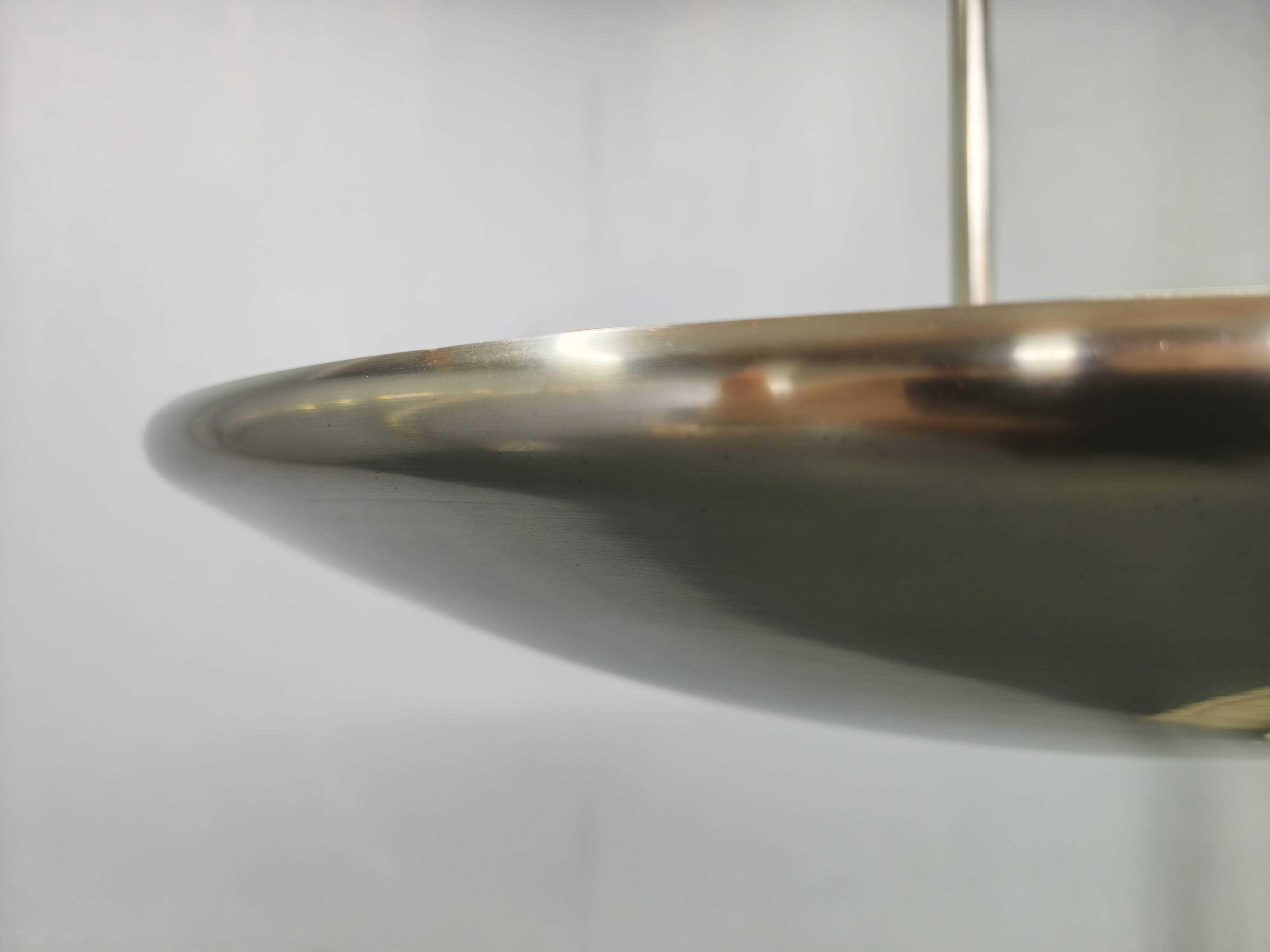 Bauhaus Indirect Ceiling Light, Nickel, Czechoslovakia 1930s