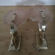 Pair of glass leg sconces, vintage 70 floral décor