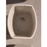 5 old art deco pots in vintage ceramic with spices, flour, pepper, coffee, tea, sugar