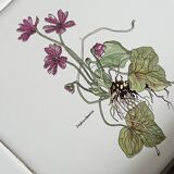 Old wooden plateau with floral tiles