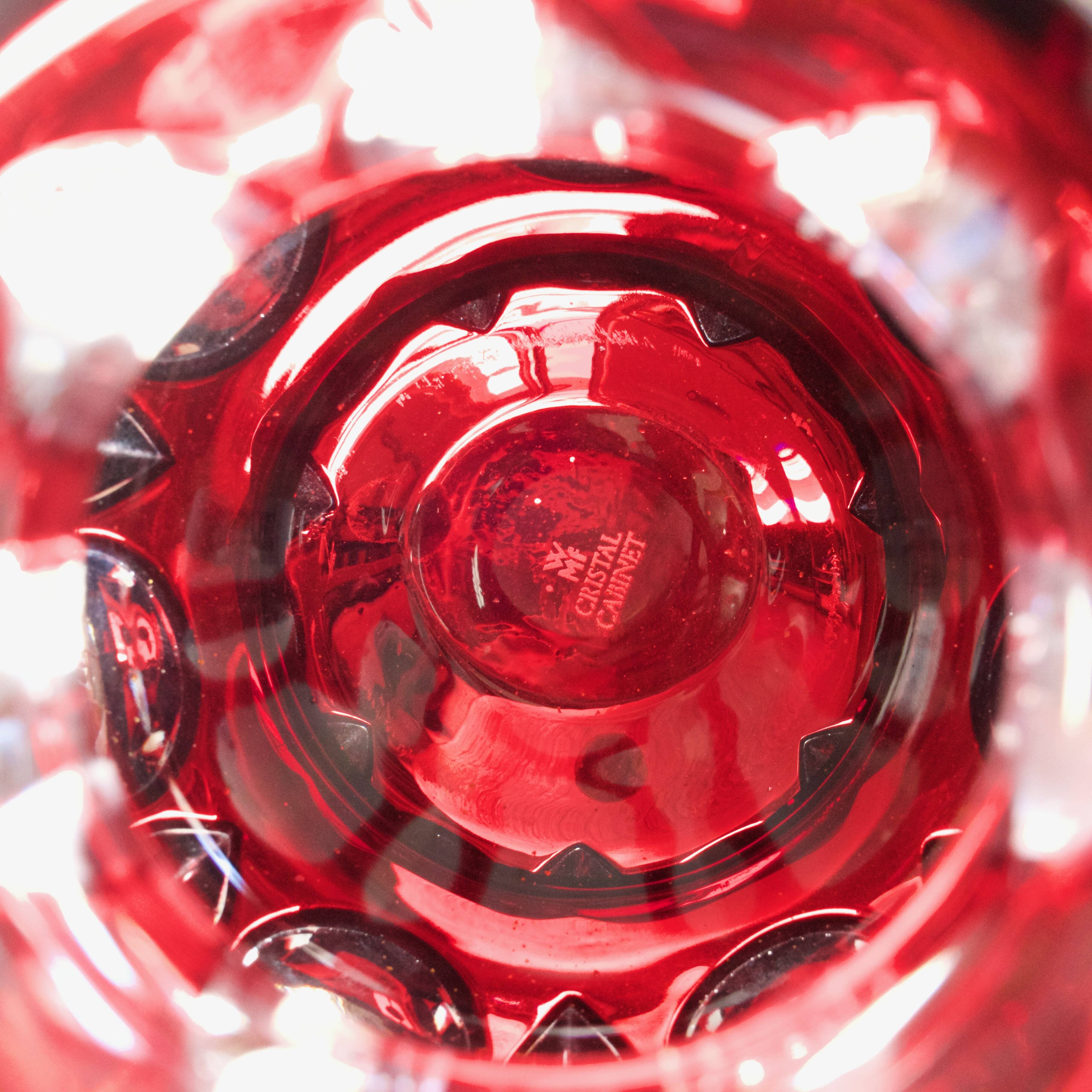 Large antique German ruby crystal vase signed WMF