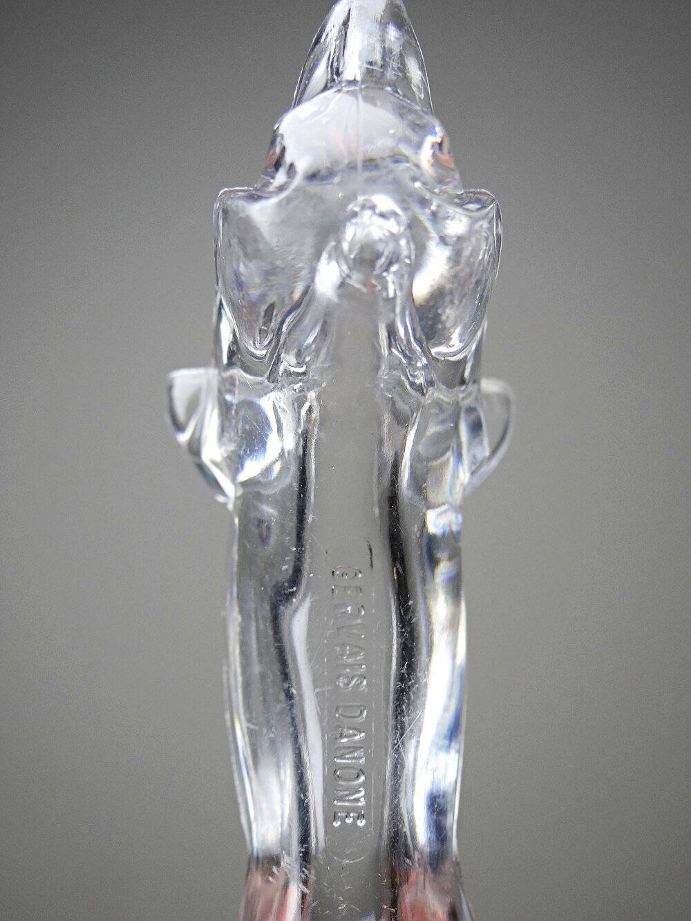 Vintage Gervais Danone knife holders, dachshund design, clear plastic