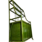 Buffet en rotin vert et hêtre, années 1970