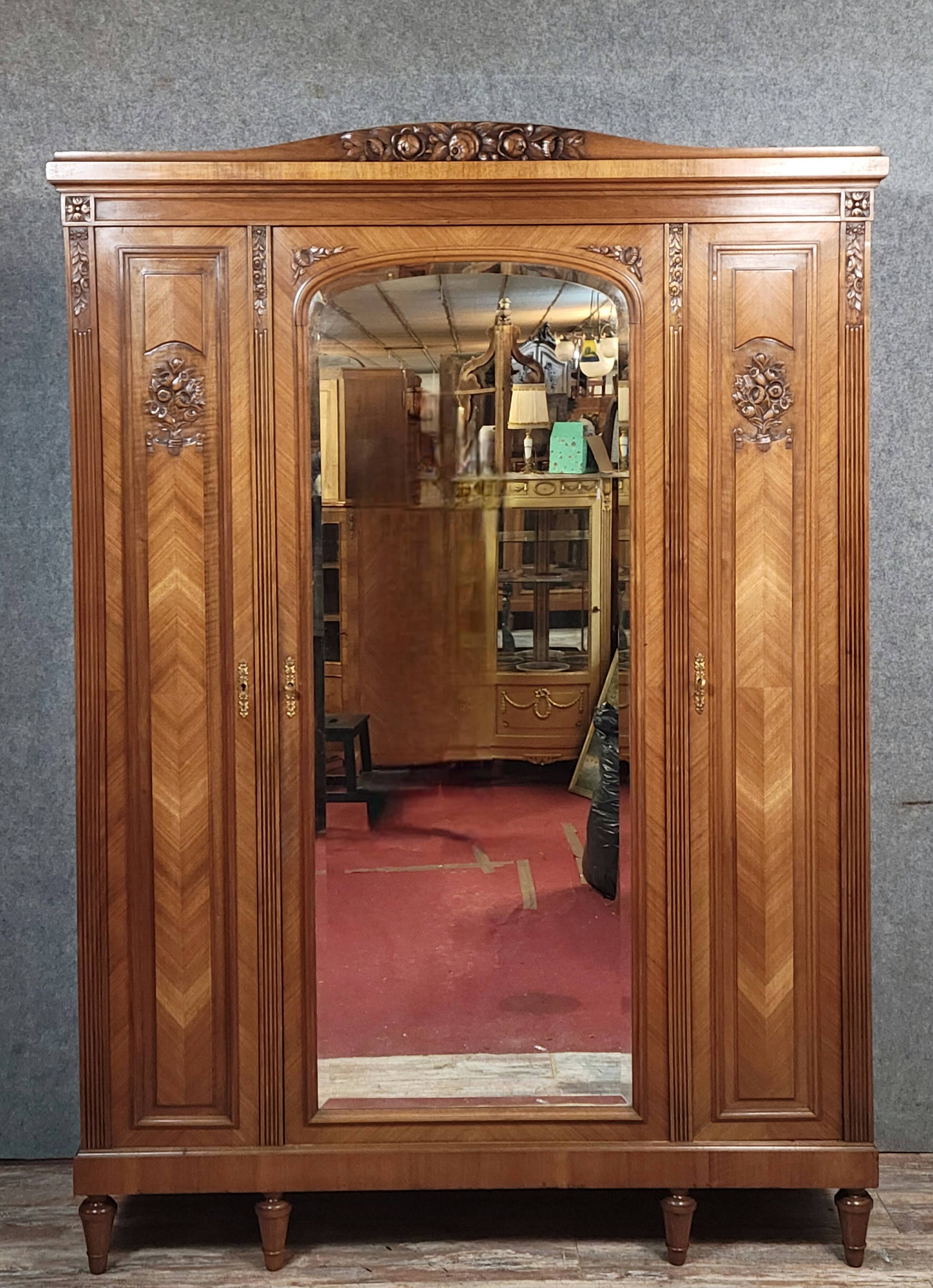 Art Deco period wardrobe in burr walnut