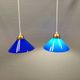 Two lamps in double layered glass with brass top. Danish and estimated from the 1960s