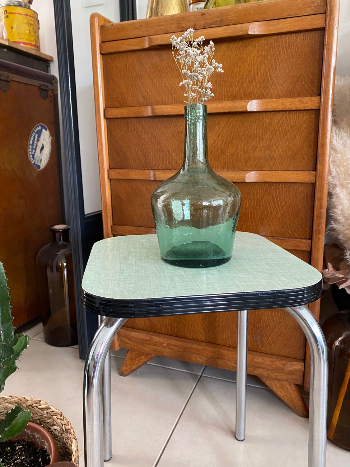 Almond green Formica stool