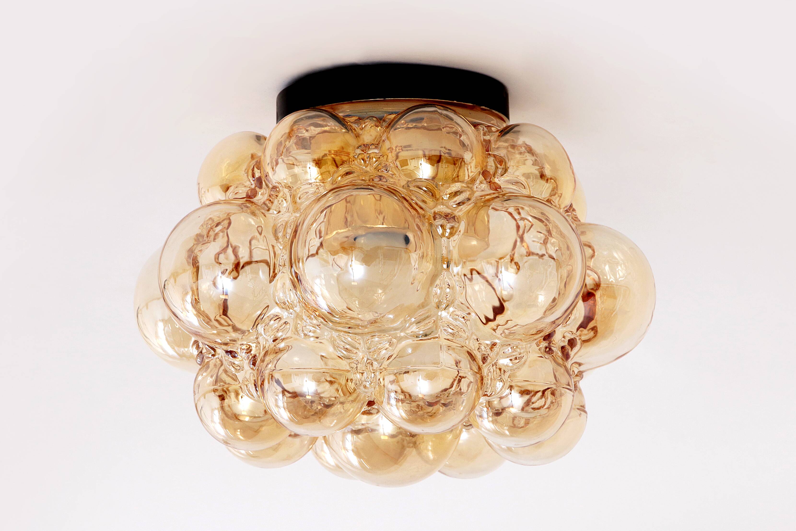 Vintage Amber Bubble Glass Lamp Helena Tynell, 1960