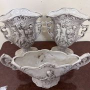Three-piece ceramic garniture with neo-classical decoration – 20th century
