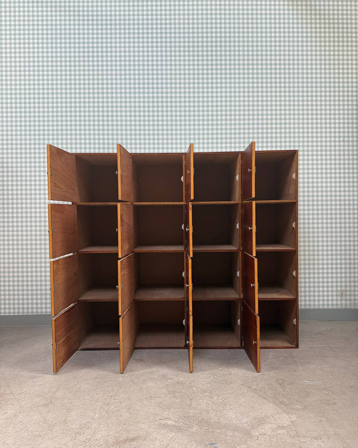 Large vintage wooden locker cabinet