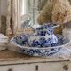 Antique jug and basin set Creil & Montereau Liseron model – earthenware