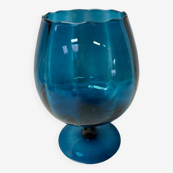 Vase verrerie italienne bleu canard