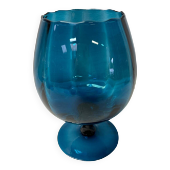 Vase verrerie italienne bleu canard