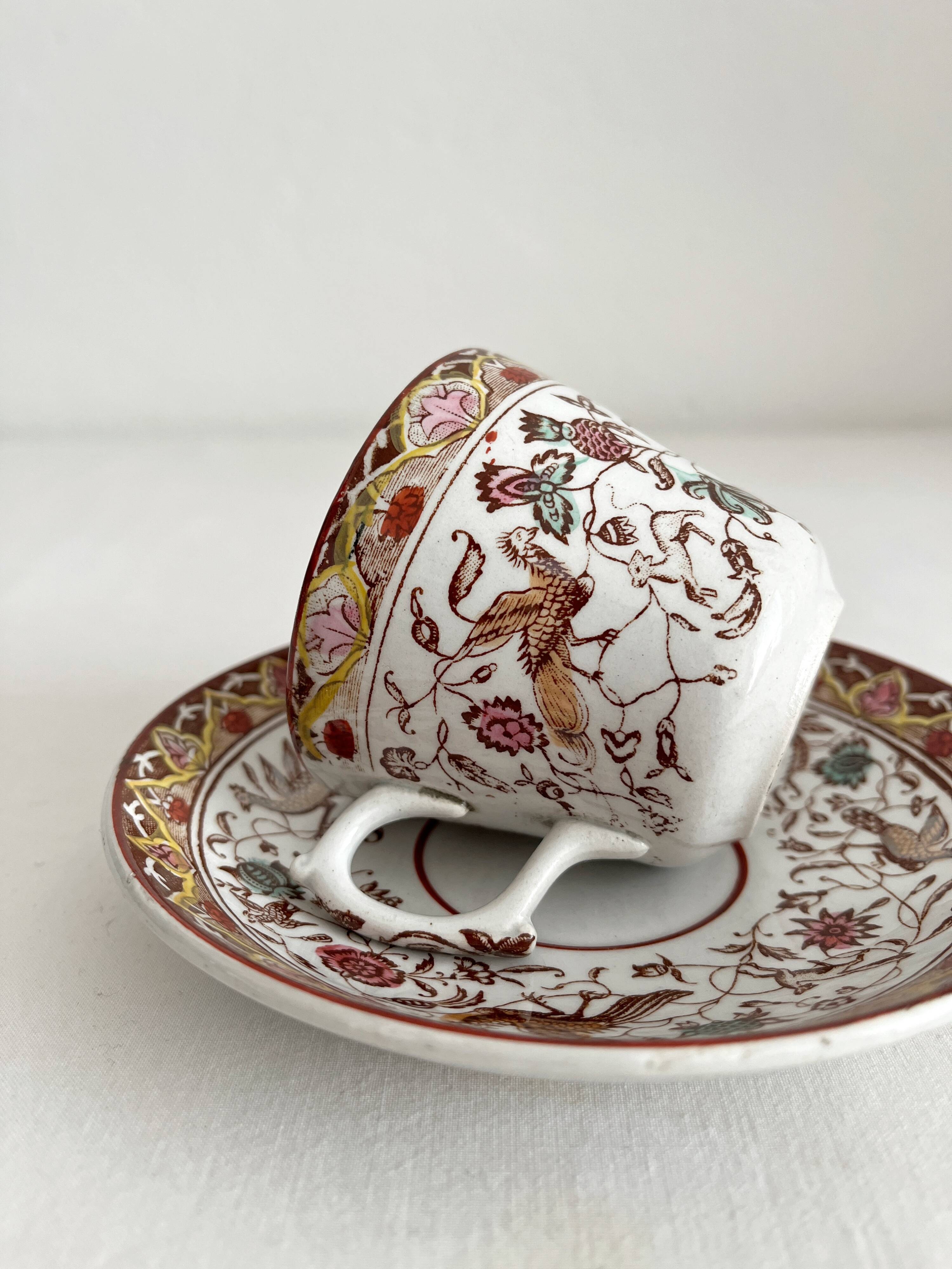 Choisy le Roi polychrome ironstone coffee cup