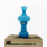 Turquoise blue opaline glass tealight candle holder, Magnor Glassverk 1960