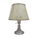 Old molded glass lamp + shade cream & gold 70s vintage