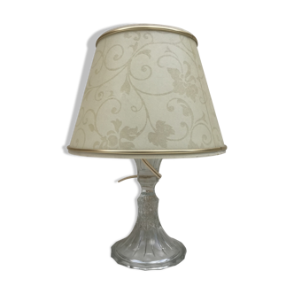 Old molded glass lamp + shade cream & gold 70s vintage