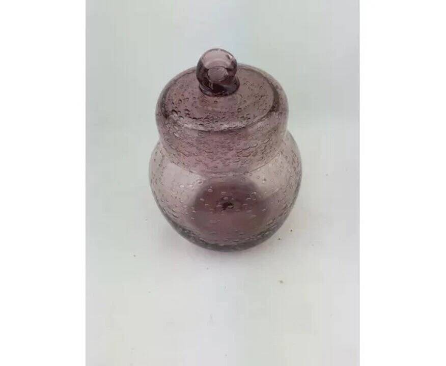 Vintage pink bubble glass bonbonnière.