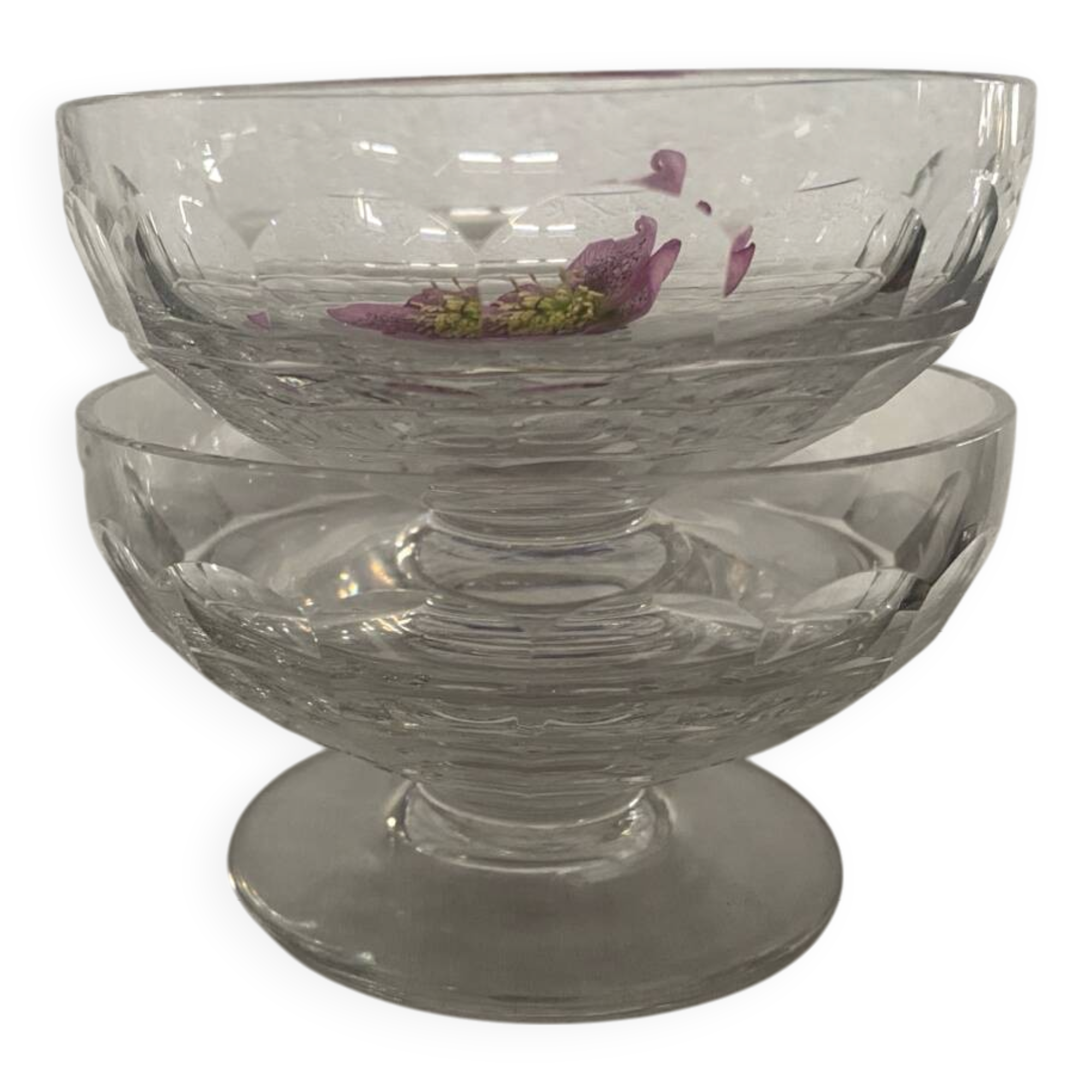 Set of 2 Baccarat crystal champagne glasses