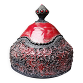 Vintage 2000s red and grey handmade raku jewellery box