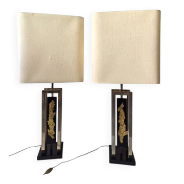 Important pair of lamps 1970, Philippe Cheverny